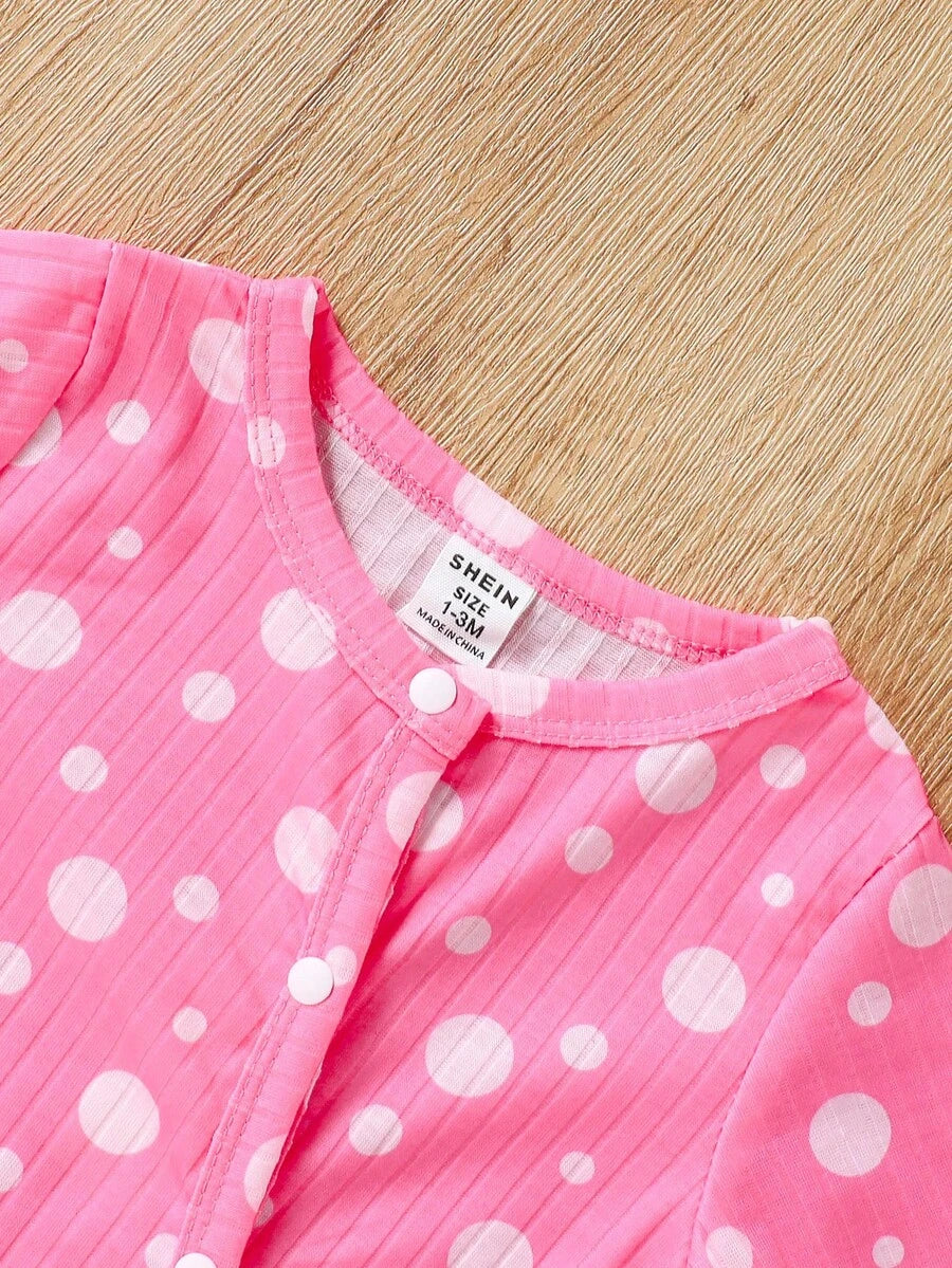 3 komada dečijih kombinezona za devojčice, slatki i nežni, roze i krem, rebrasti sa printom višnje