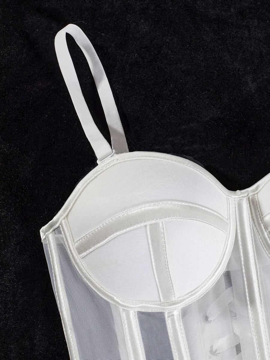 Providni mrežasti korset top, seksi satenski korset