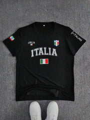 Majica sa printom italijanske zastave, okrugli izrez, kratki rukavi, uniseks