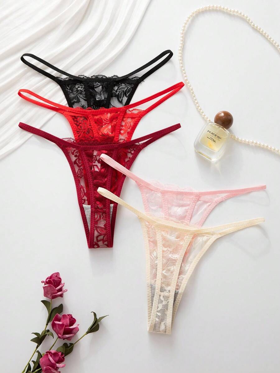 5 kom/pakovanje seksi ženske gaćice G-string od čipke, prozračne i udobne