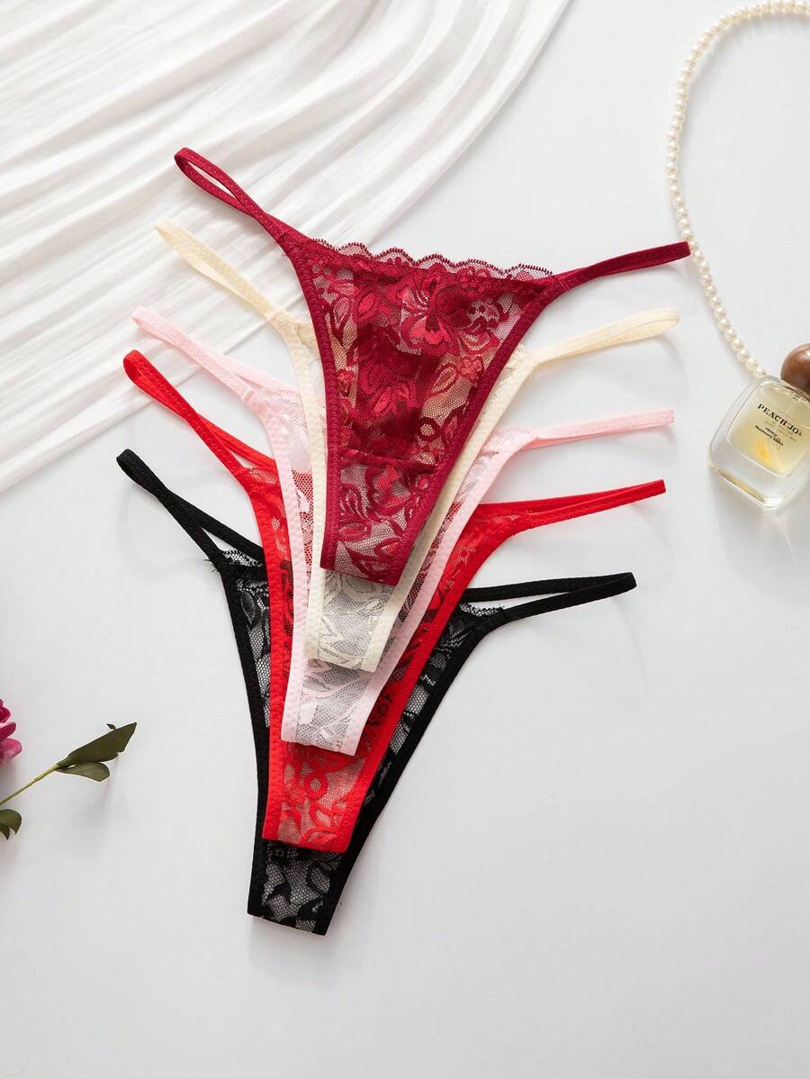 5 kom/pakovanje seksi ženske gaćice G-string od čipke, prozračne i udobne
