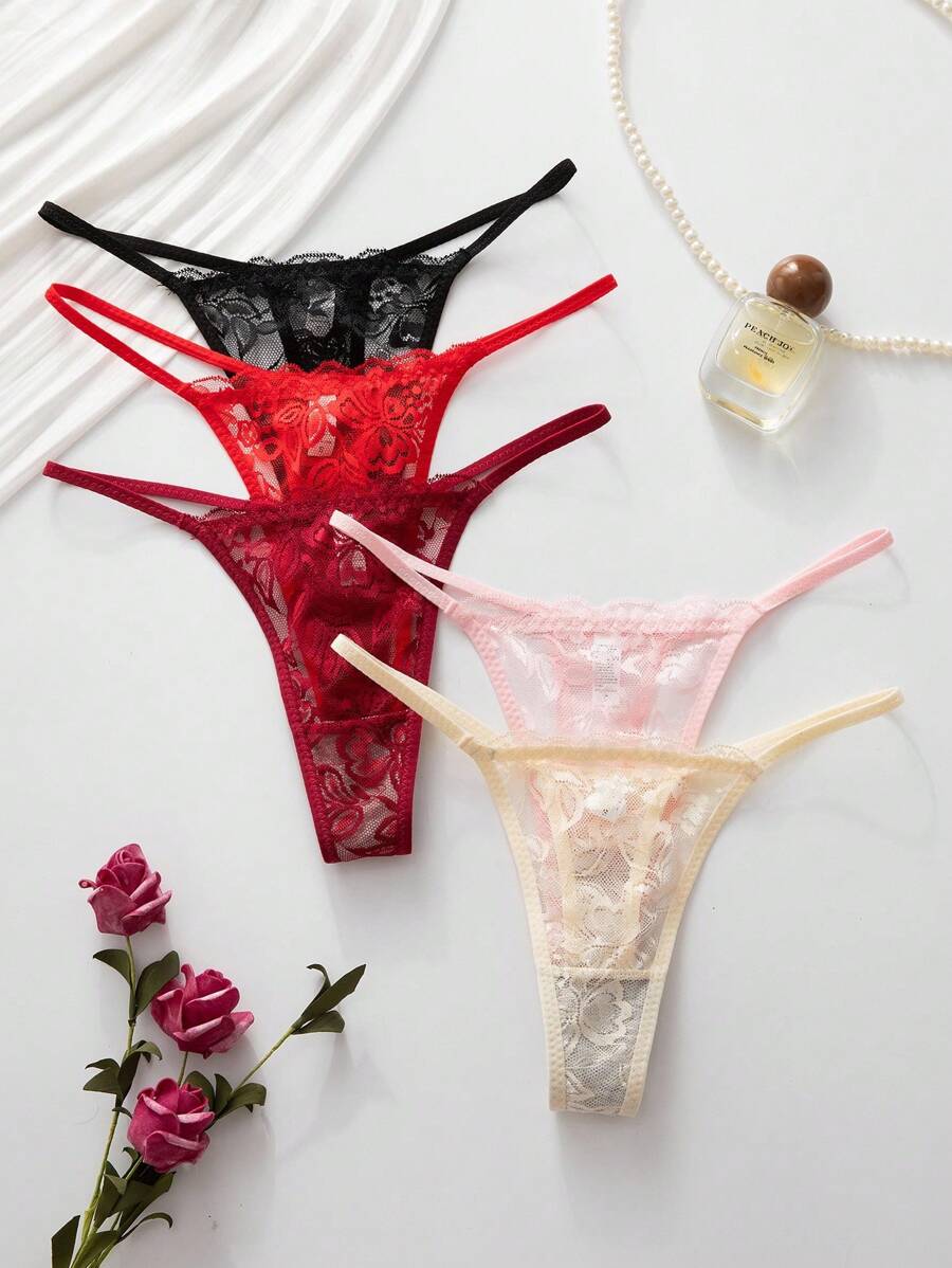 5 kom/pakovanje seksi ženske gaćice G-string od čipke, prozračne i udobne