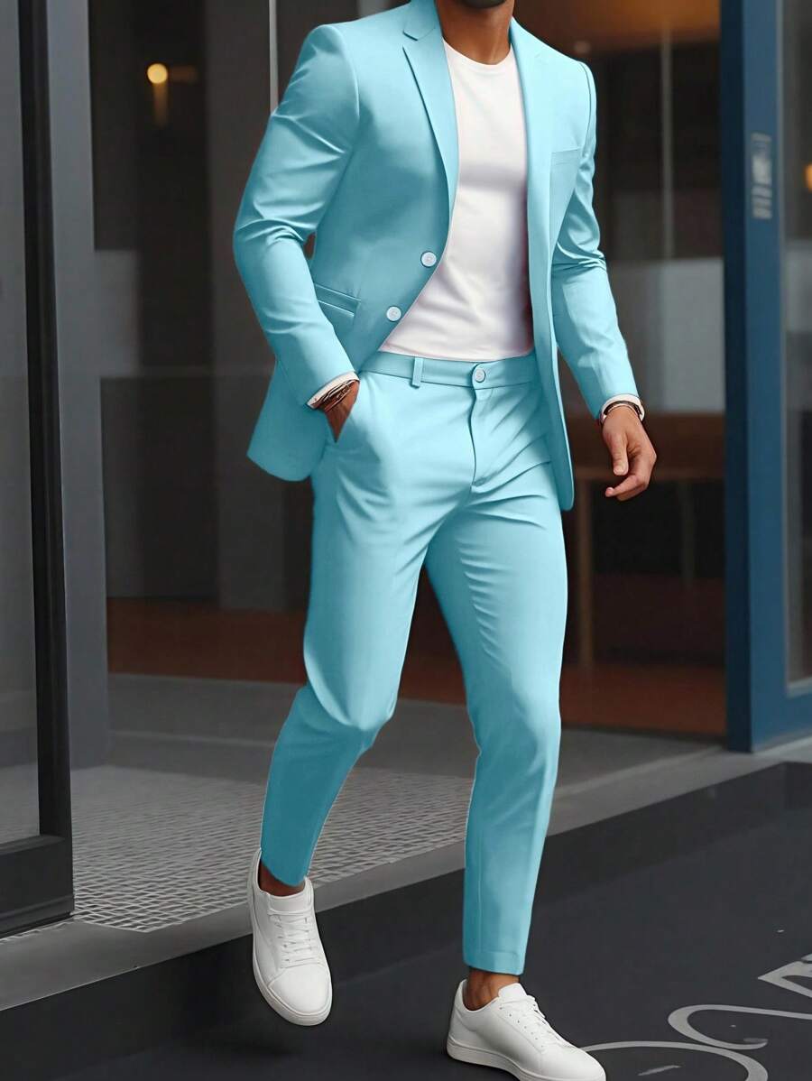 Muški set od sakoa i pantalona, slim fit, klasičan luksuzni stil, formalni, Old Money