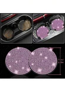 19pcs Shiny Car Accessories Set, Designed For Women, Including Steering Wheel Cover, Seatbelt Cover, Gear Shift Knob Cover, Phone Holder, Cup Holder, Cute Car Decor Kit, Car Interior Accessories Set (Black, White, Pink, Red)