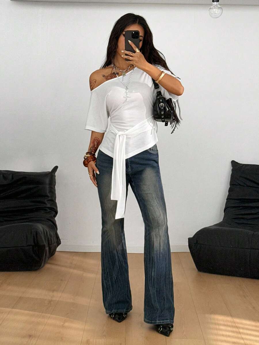 Slim Fit Asimetrična Bluza