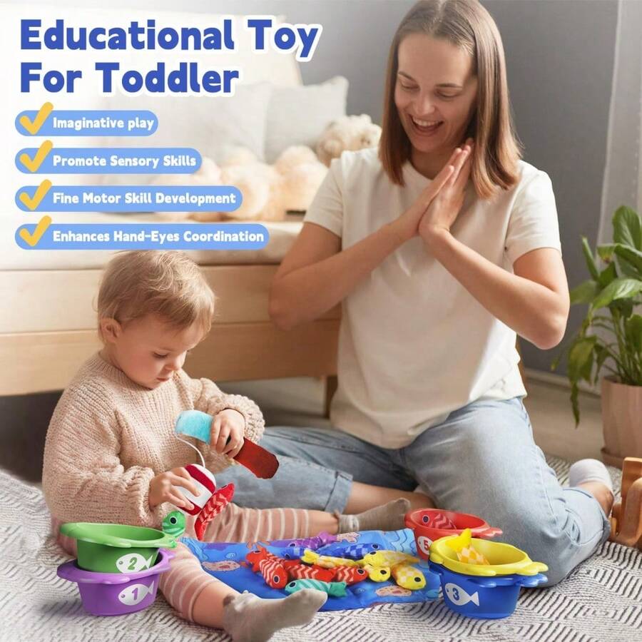 Montessori igračke 10 u 1 set za pecanje od tkanine dizajniran za bebe od 1 godine