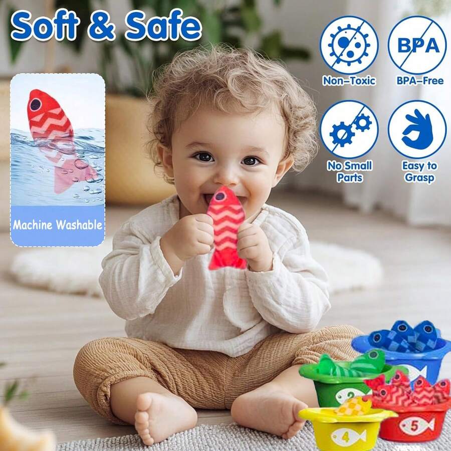 Montessori igračke 10 u 1 set za pecanje od tkanine dizajniran za bebe od 1 godine