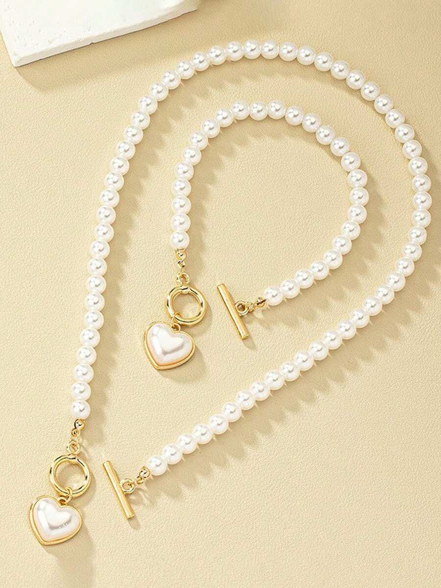 Set od 3 komada za žene: ogrlica sa priveskom u obliku srca sa strasima, narukvica i prsten