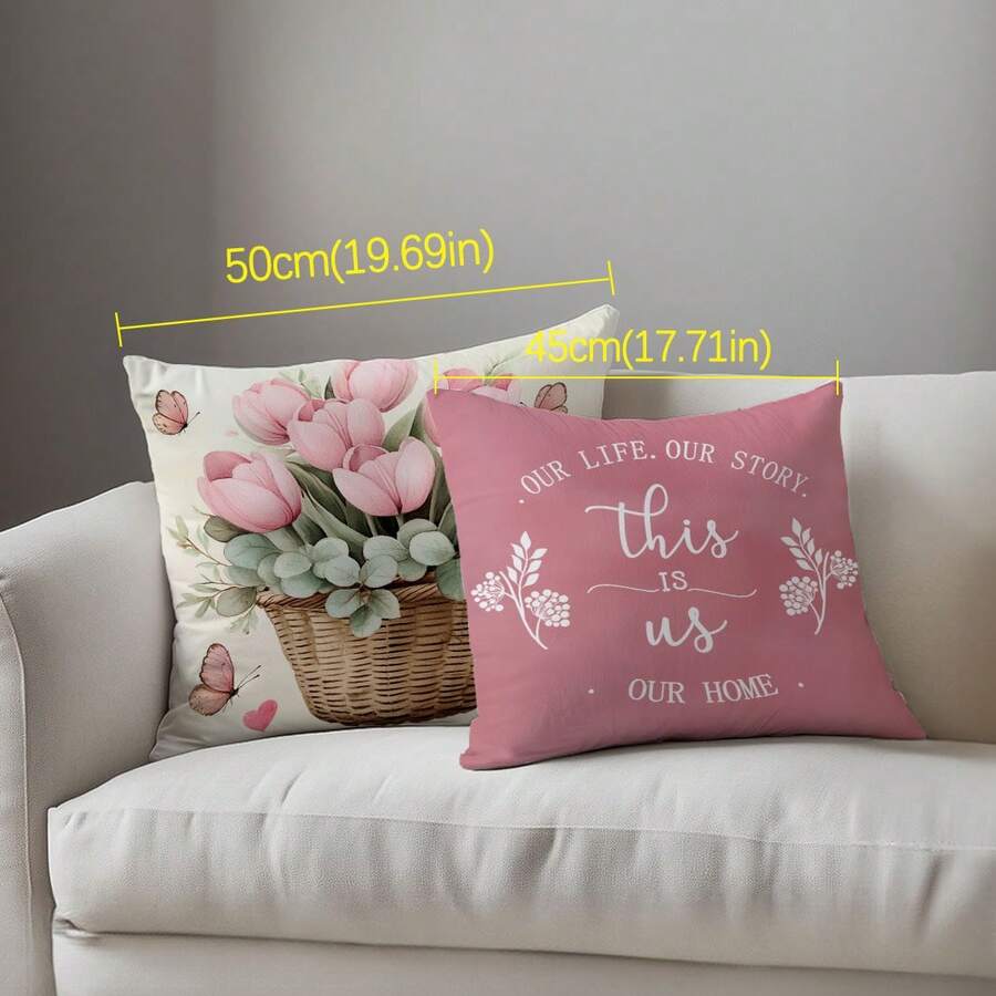 4 kom jednostavnih svakodnevnih plavih navlaka za ukrasne jastuke sa leptirima i cvećem "Sweet Home"