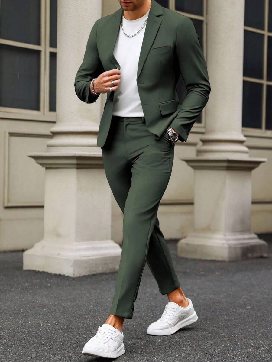 Muški formalni komolet od dva dela sa sako i pantalonama u jednoj boji, slim fit