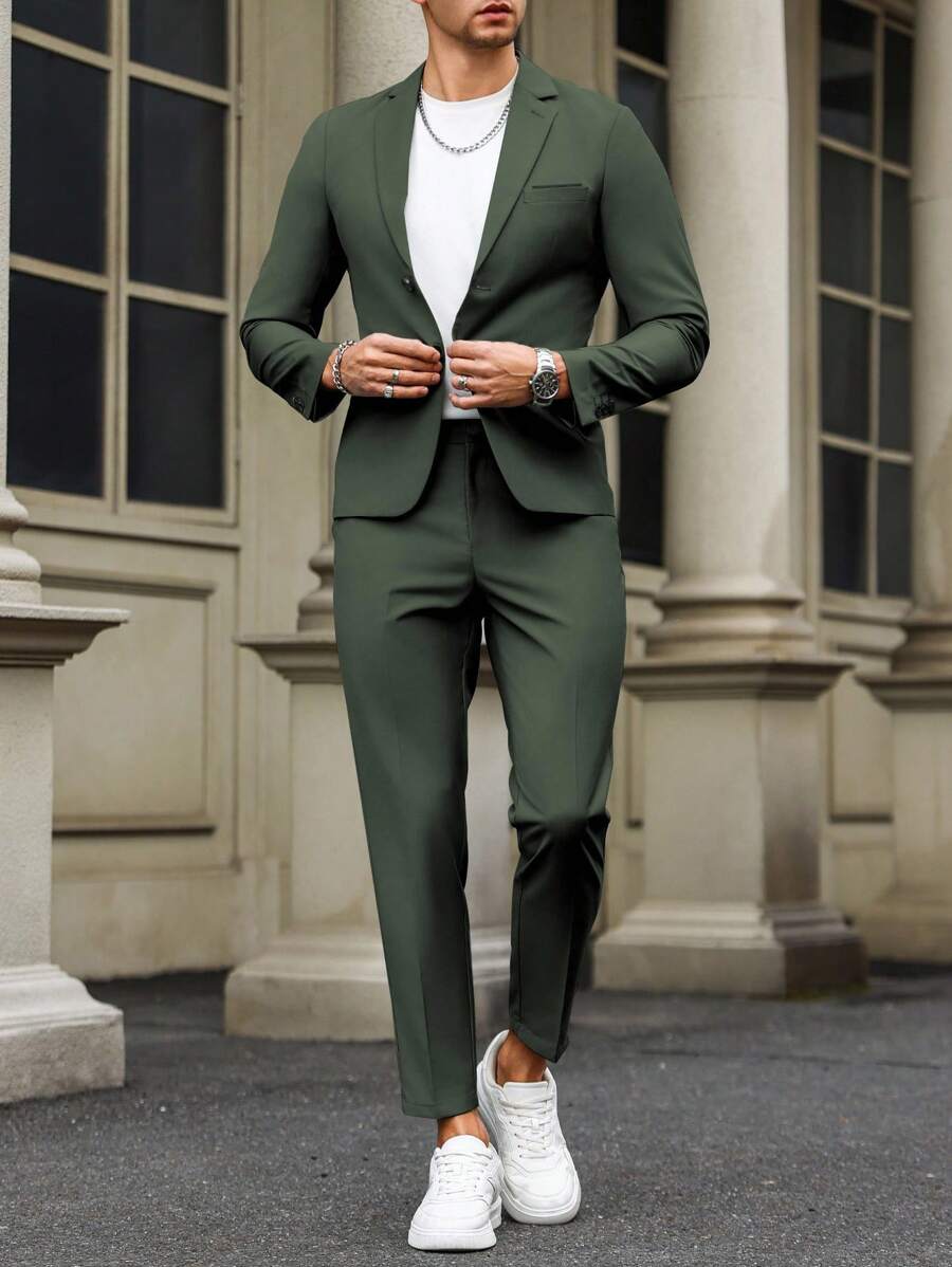 Muški formalni komolet od dva dela sa sako i pantalonama u jednoj boji, slim fit