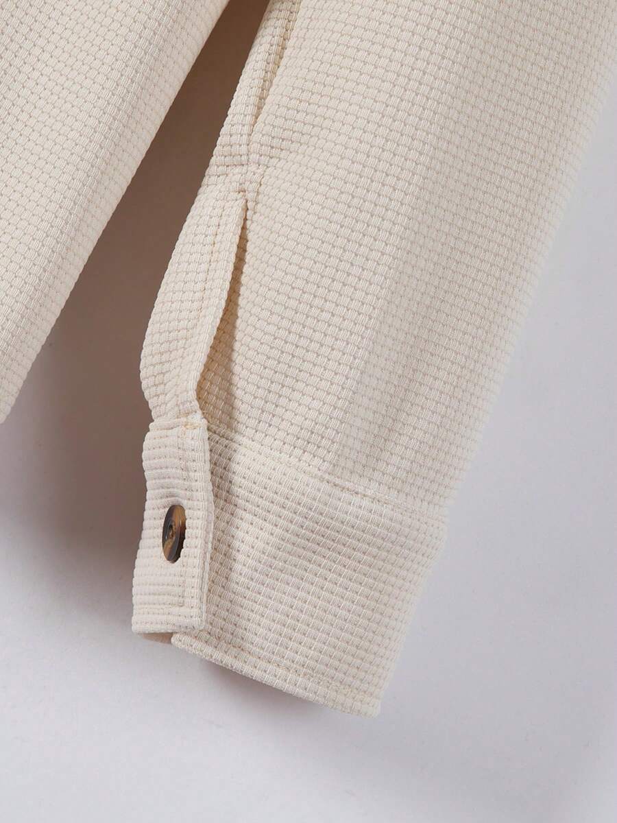 Muški set od 2 komada, ležerna jednobojna košulja sa kragnom + duge pantalone