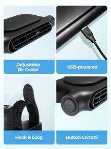 Teckwe Car Fan For Driver And Passenger's Seat, Mini Portable USB Backseat Cooling Fan Kids Baby Quiet Headrest Neck Fan Accessories With 3 Adjustable Wind Speeds For All Cars, Car Supplies Picnic Travel Summer Essential