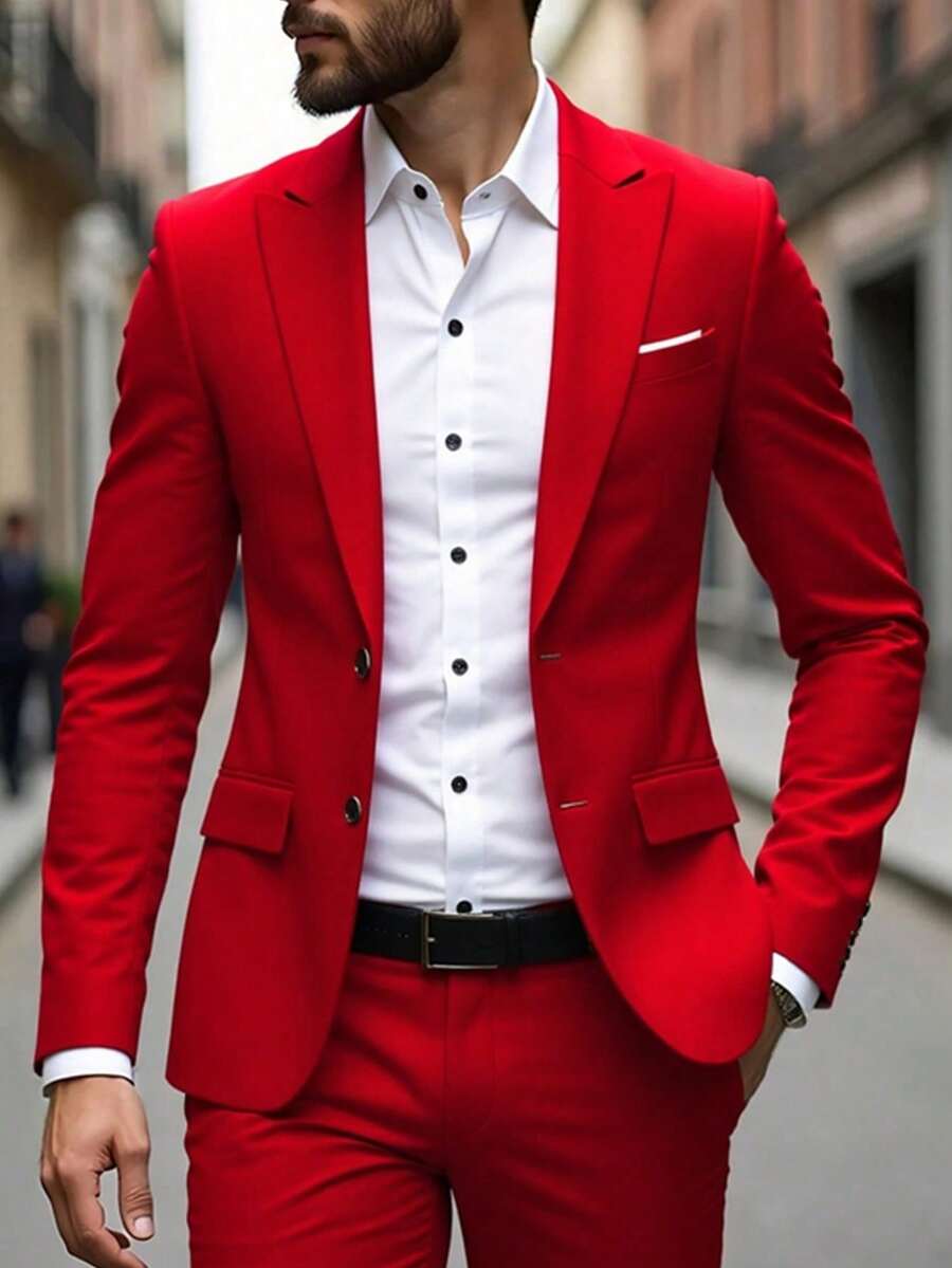 Muški poslovni komplet od 3 dela, uključuje sako, prsluk i pantalone, jednobojni, slim fit