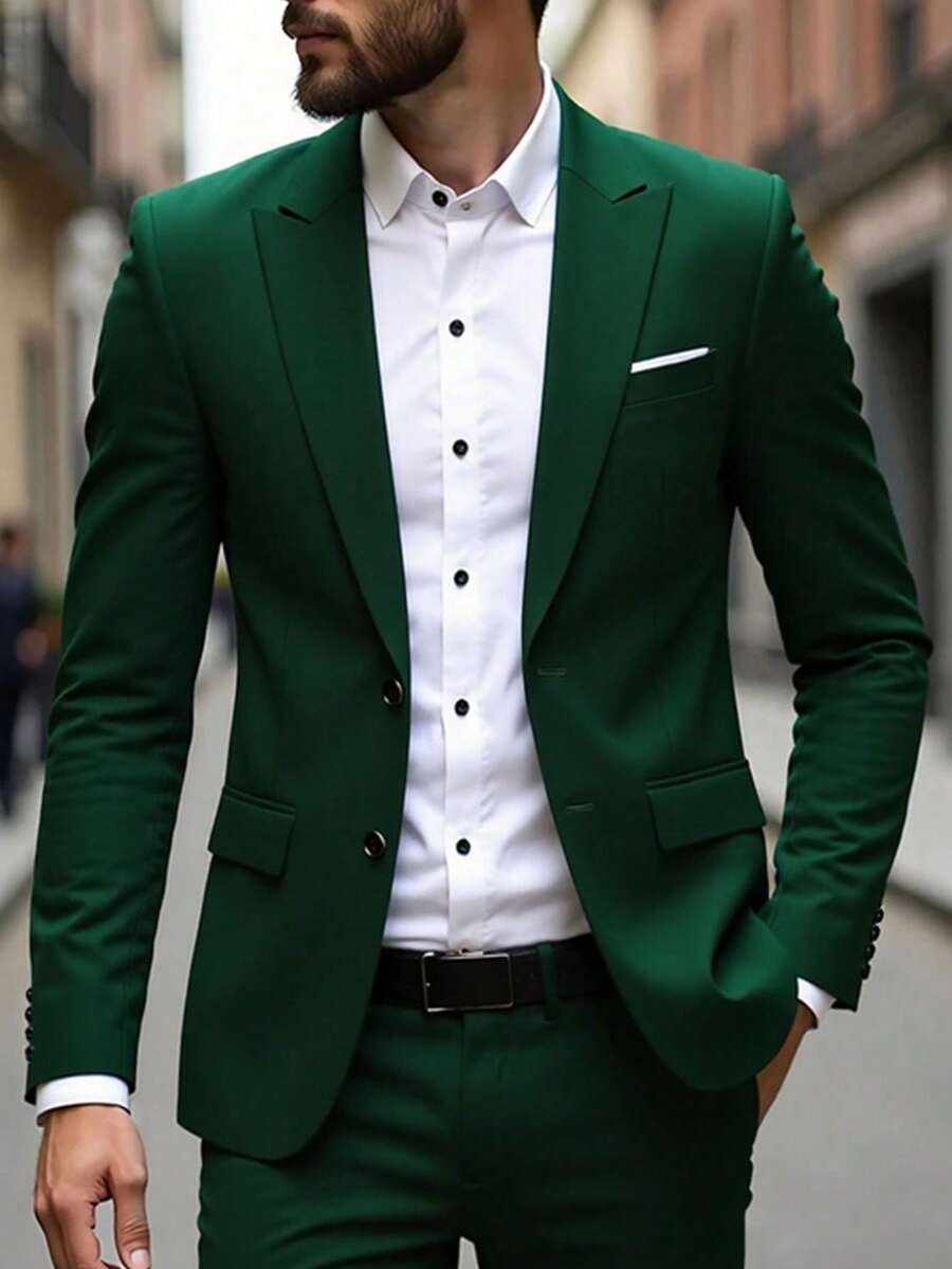 Muški poslovni komplet od 3 dela, uključuje sako, prsluk i pantalone, jednobojni, slim fit