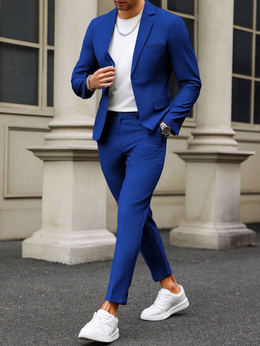Muški formalni komolet od dva dela sa sako i pantalonama u jednoj boji, slim fit