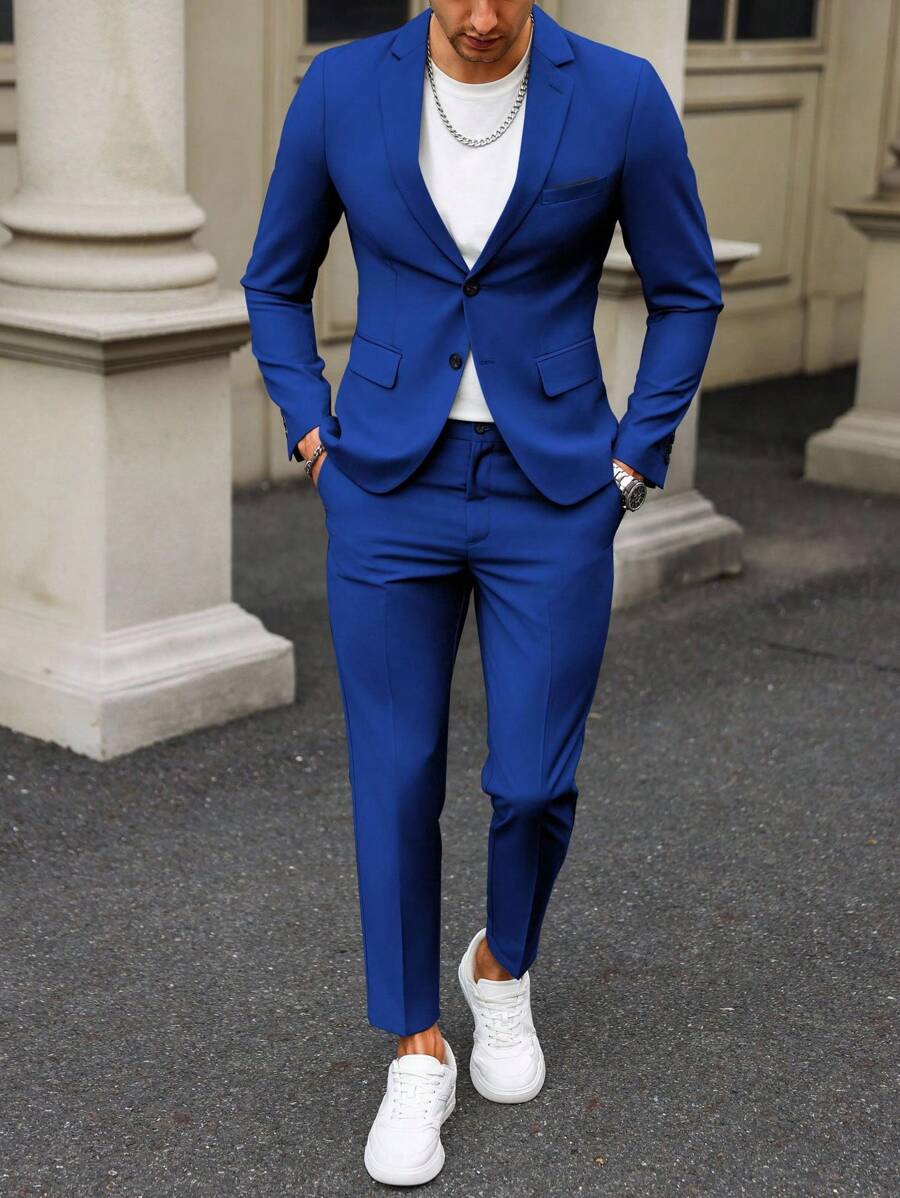 Muški formalni komolet od dva dela sa sako i pantalonama u jednoj boji, slim fit