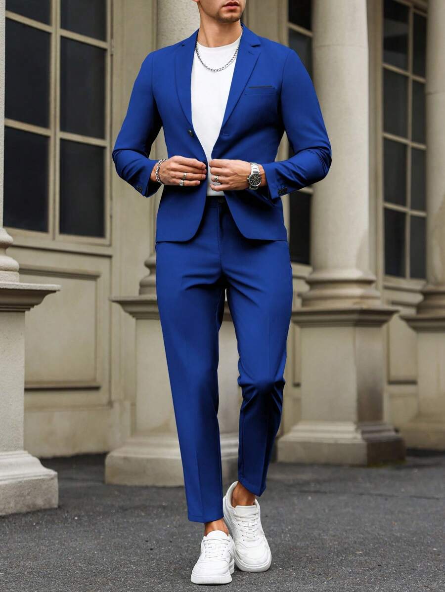 Muški formalni komolet od dva dela sa sako i pantalonama u jednoj boji, slim fit