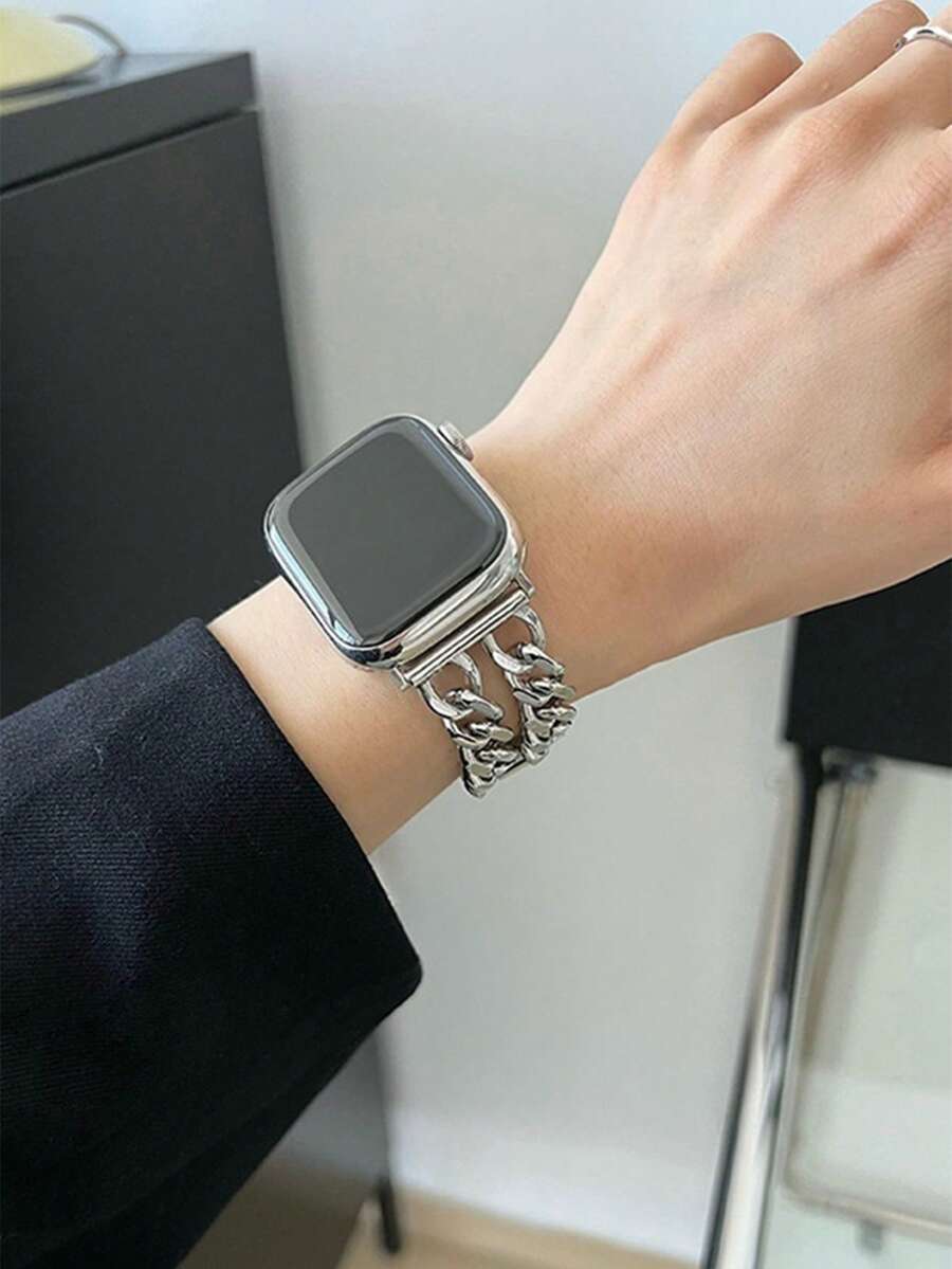 Ženska narukvica za sat od nerđajućeg čelika i kože, kompatibilna sa Apple Watch 42mm, 38mm, 40mm, 41mm, 44mm, 45mm, 46mm, 49mm