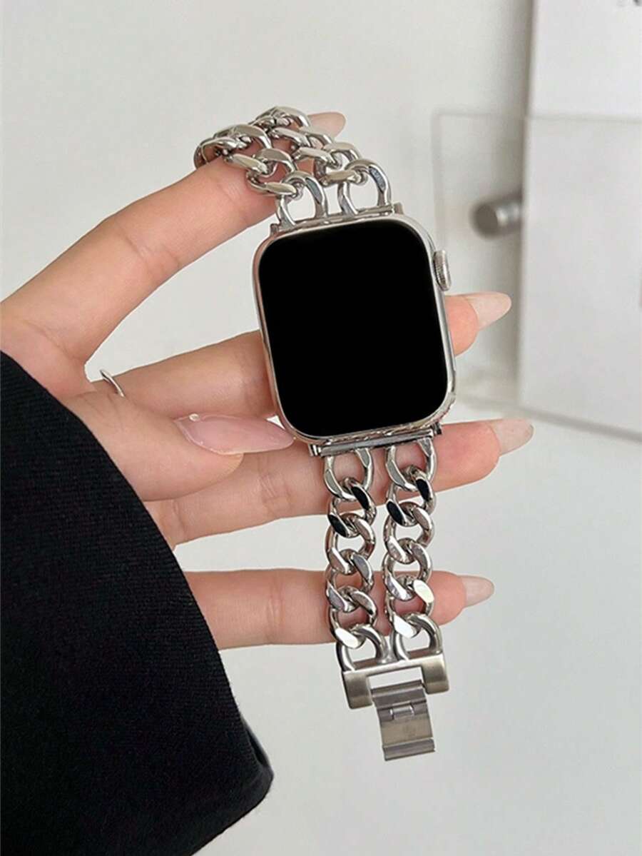 Ženska narukvica za sat od nerđajućeg čelika i kože, kompatibilna sa Apple Watch 42mm, 38mm, 40mm, 41mm, 44mm, 45mm, 46mm, 49mm