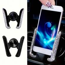 Sparkling Diamond Car Phone Holder - Waterproof, ABS Material, Wall-Mounted V-Shaped Clamp Design, Enhanced Navigation Support