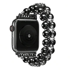 Narukvica sa perlicama, dvoredni red bisera sa umetnutim cirkonom, kompatibilna sa Apple Watch 38/40/41/42/44/45/46/49/S10-42mm
