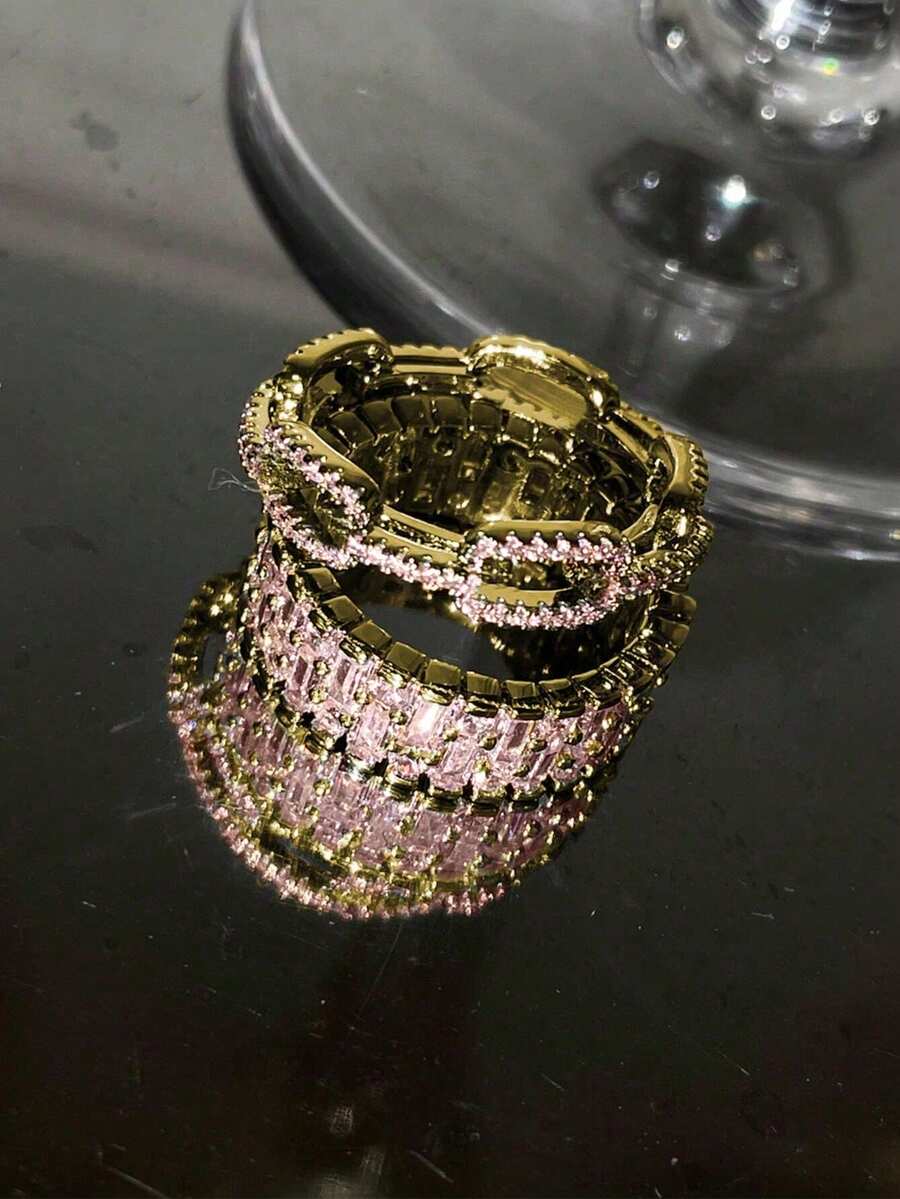 Set od 2 prstena pozlaćenog 18K zlatom sa cirkonom