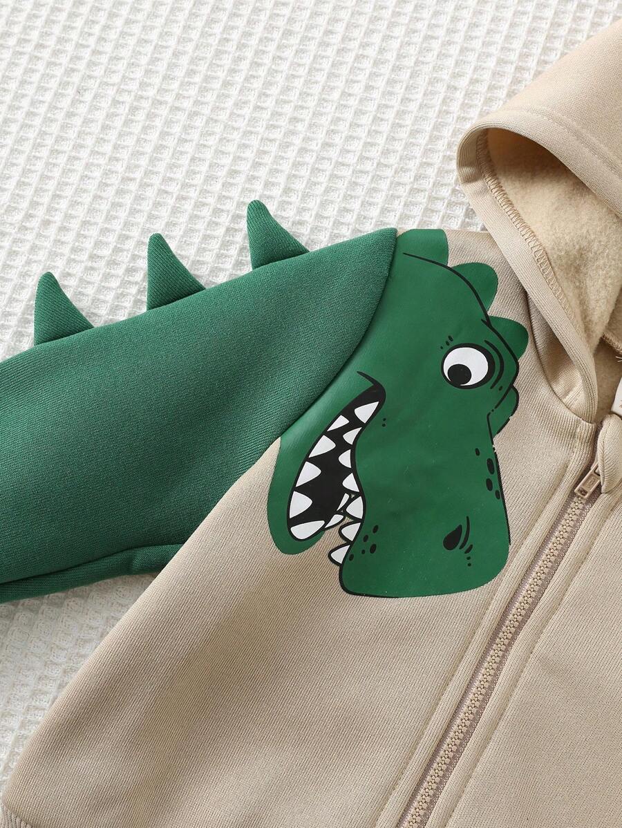 Set od 2 komada za bebe dečaka sa crtanom dinosaurus grafikom i kapuljačom