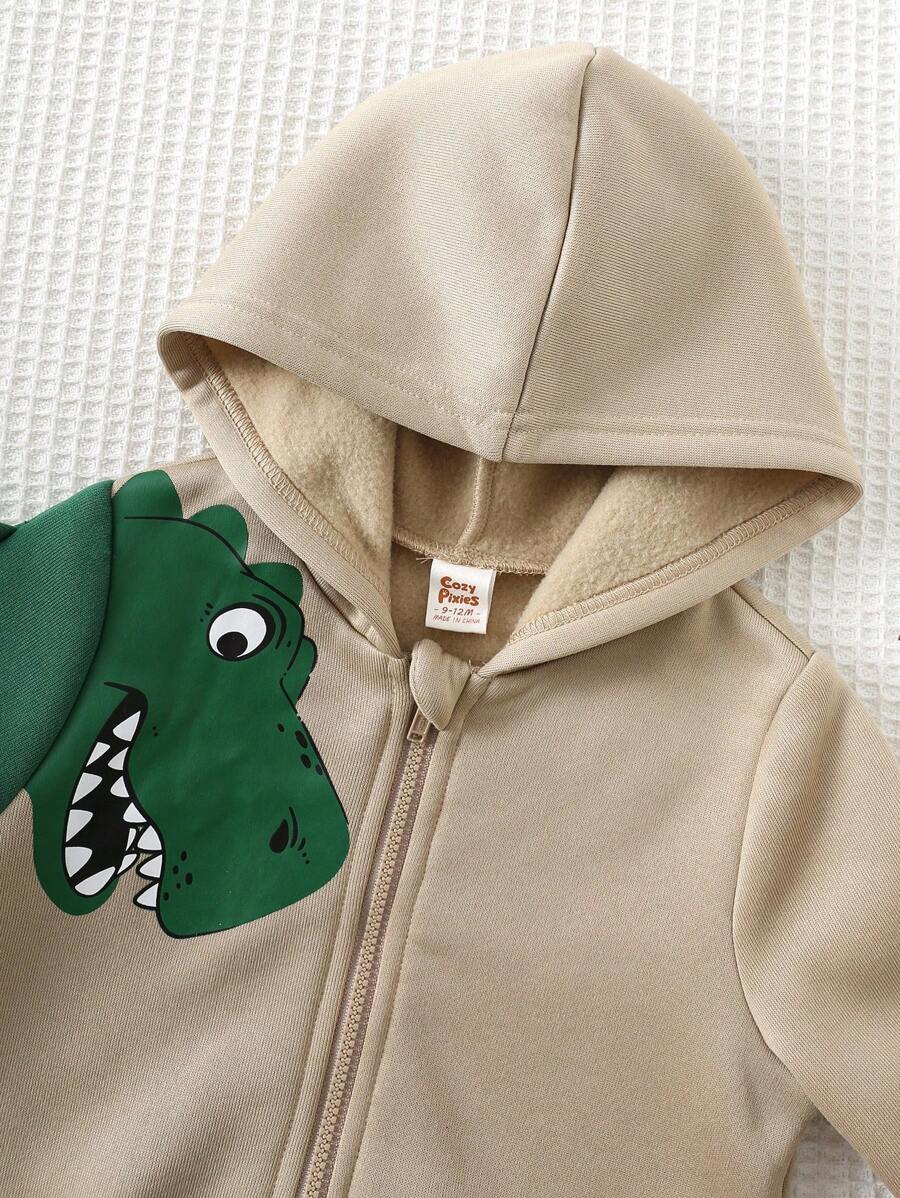 Set od 2 komada za bebe dečaka sa crtanom dinosaurus grafikom i kapuljačom