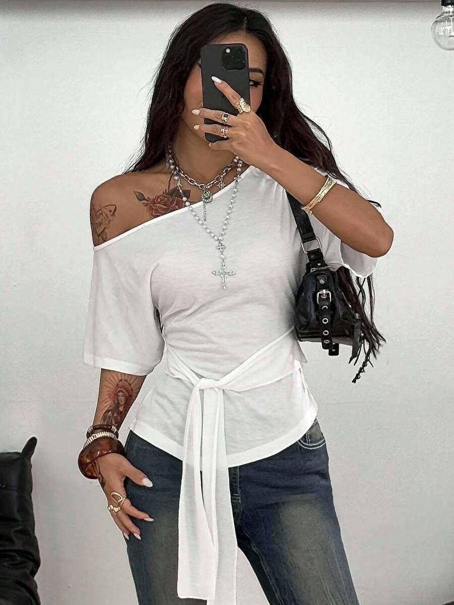 Slim Fit Asimetrična Bluza