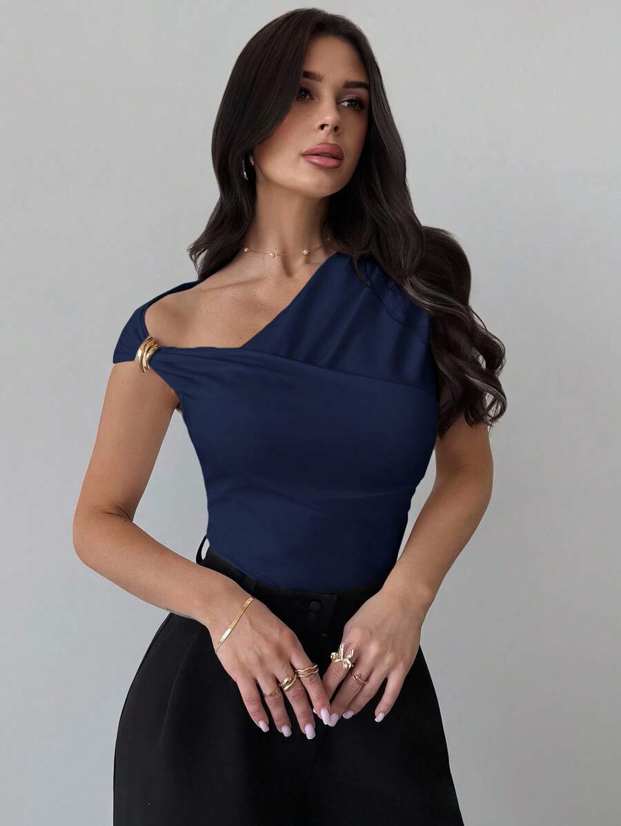 Asimetrična Uska Bela Majica, Elegantna
