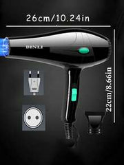 1PC 1050W 3-Speed Adjustable 10,000rpm Professional Black & Green Polka Dot Hair Dryer With Strong Wind And Constant Temperature