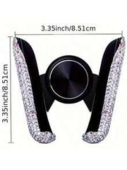 Sparkling Diamond Car Phone Holder - Waterproof, ABS Material, Wall-Mounted V-Shaped Clamp Design, Enhanced Navigation Support