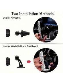 Sparkling Diamond Car Phone Holder - Waterproof, ABS Material, Wall-Mounted V-Shaped Clamp Design, Enhanced Navigation Support