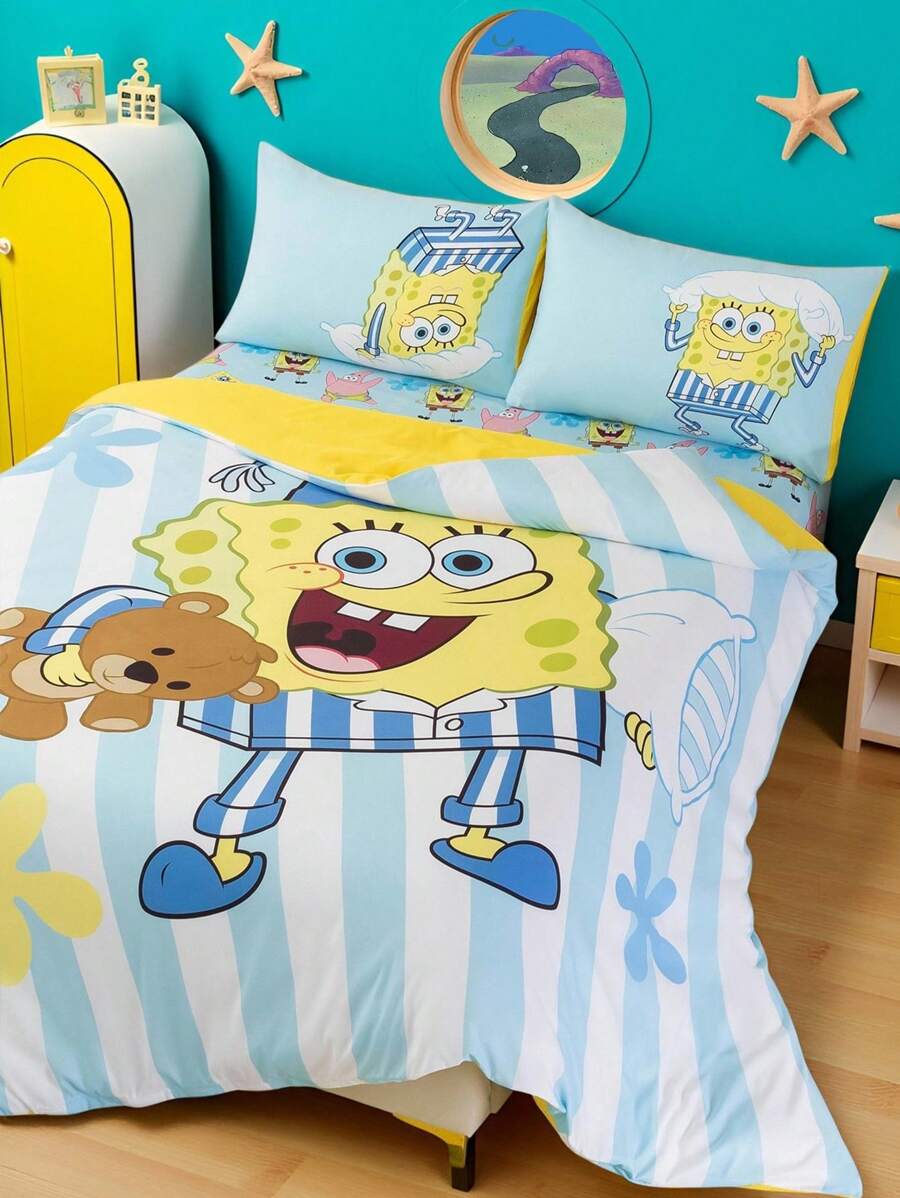 SpongeBob SquarePants Set posteljine od 3 komada, mekan i topao brušeni materijal