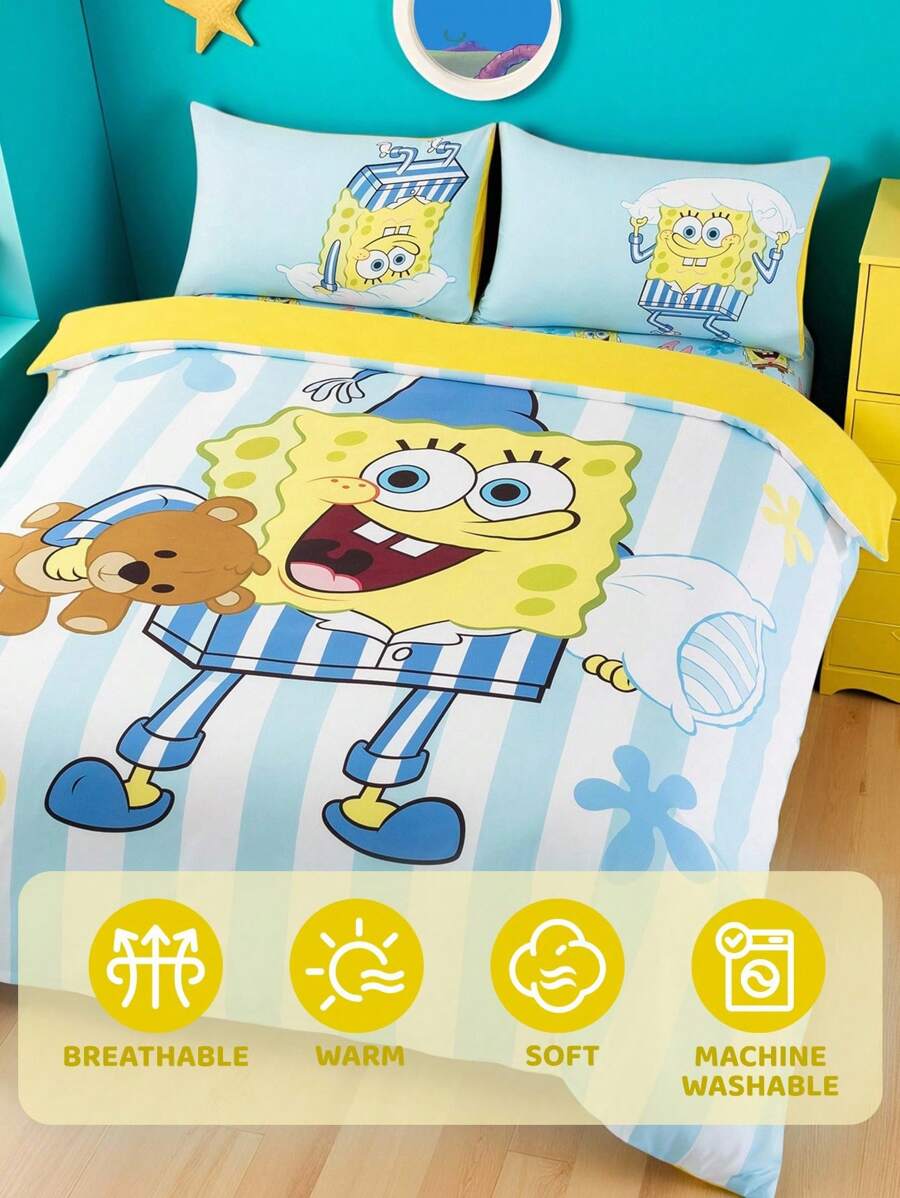 SpongeBob SquarePants Set posteljine od 3 komada, mekan i topao brušeni materijal