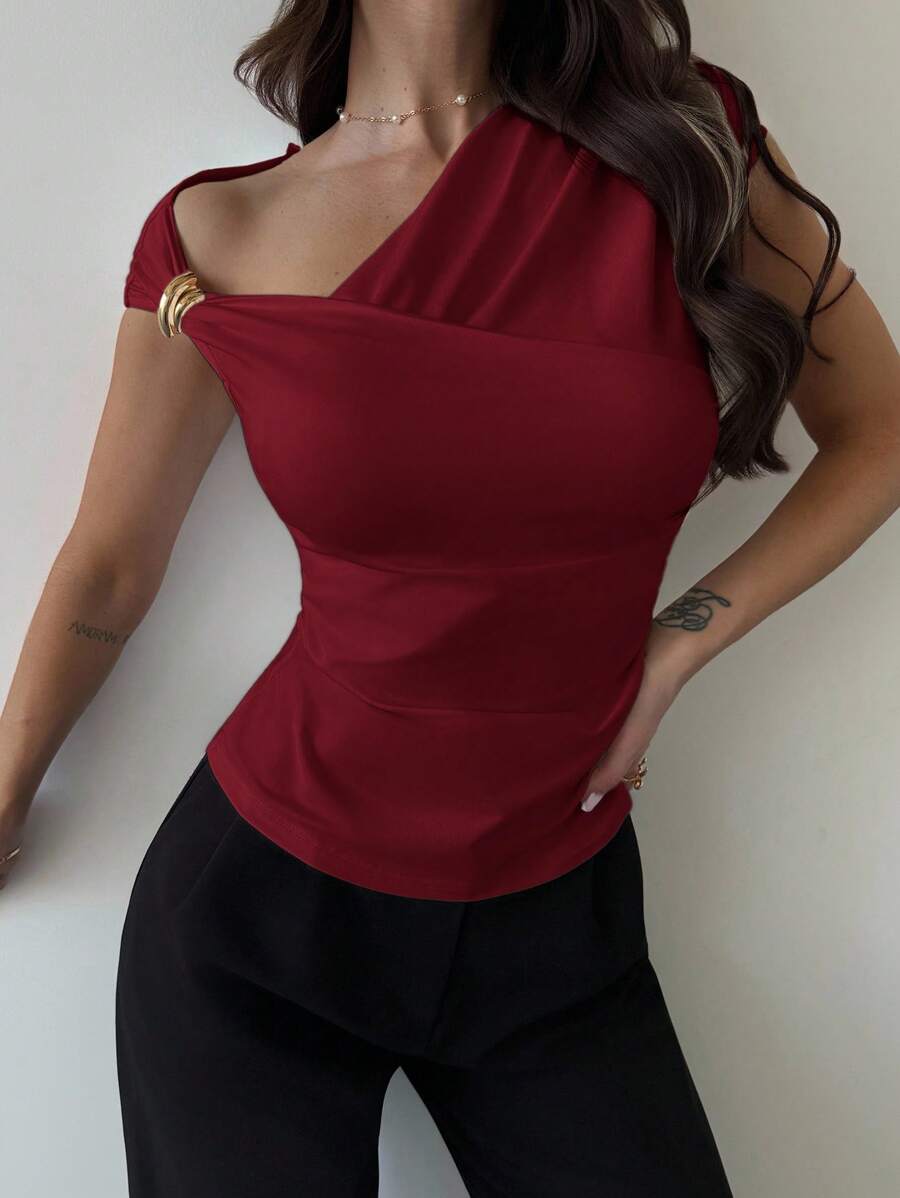 Asimetrična Uska Bela Majica, Elegantna