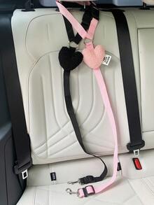 1pc Cute Pet Car Safety Belt Harness Leash, Creative Heart-Shaped Dog/Cat Vehicle Safety Tether Strap,Dog Accessories