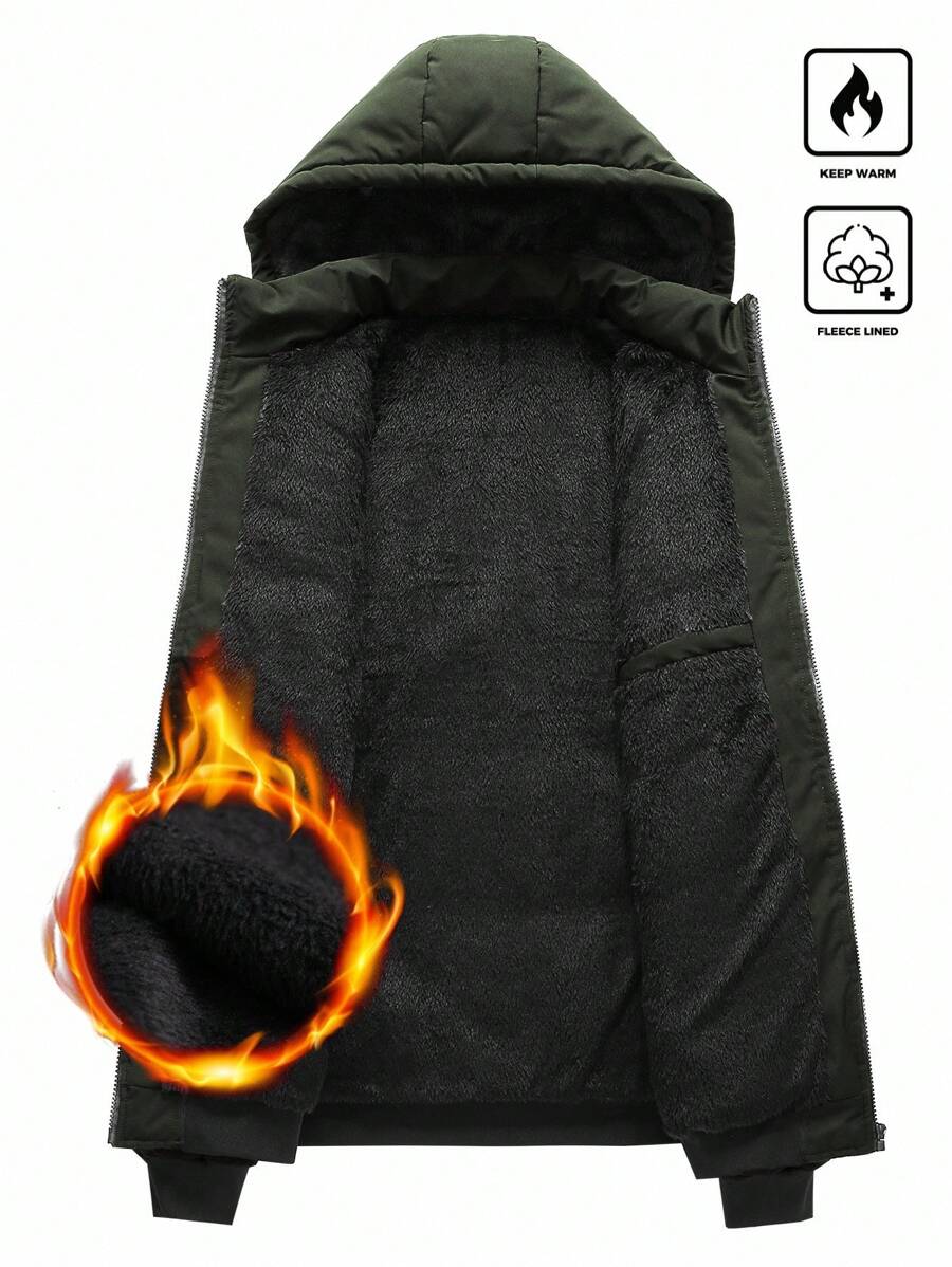 Muški dugi topli  outdoor kaput sa punjenjem za zimu, sa kapuljačom