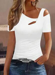 Women's Plain Short Sleeve T-Shirt, Fashionable For Summer