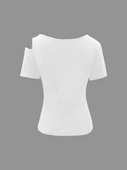 Women's Plain Short Sleeve T-Shirt, Fashionable For Summer