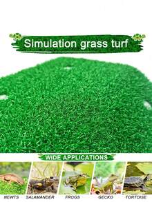 1pc Artificial Grass Platform Turtle Sunbathing Floating Island - Reptile Habitat Decor With Mini Swimming Ring, Suitable For Brazilian Turtle/Aquatic Turtle/Tortoise To Rest, Sunbathe, And Climb