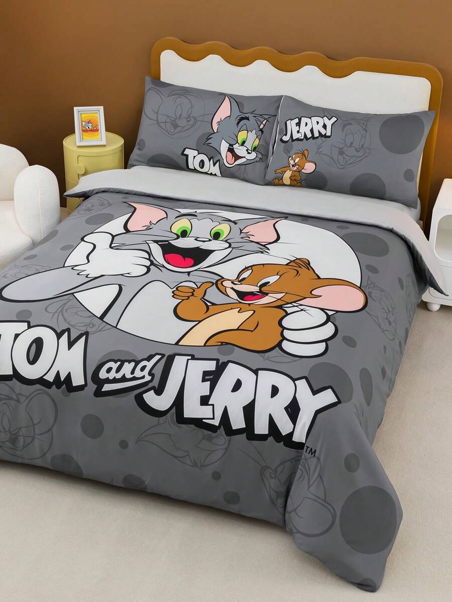 TOM & JERRY Set od 3 komada navlaka za jorgan sa crtanim uzorkom, mekan, udoban, topao