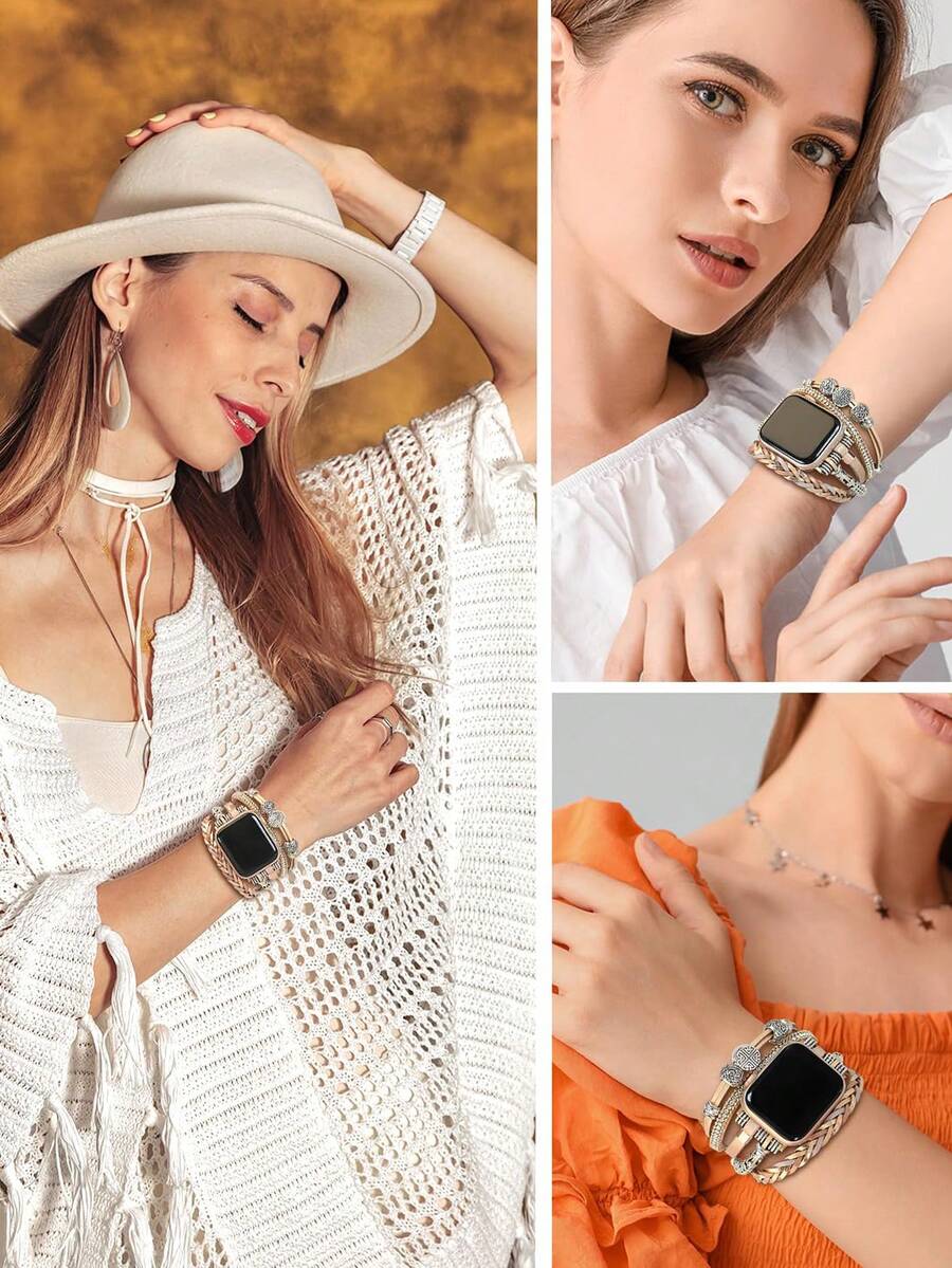 Luksuzna zlatna narukvica za sat, kompatibilna sa Apple Watch 41mm, 40mm, 38mm, 45mm, 44mm, 42mm, 49mm
