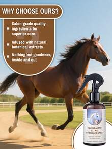 GJYC PET Horse Mane And Tail Conditioning Detangler Spray – 6.76 Fl Oz – Tangle-Free, Adds Shine, Reduces Breakage – Non-Greasy Formula For Silky Soft Tail