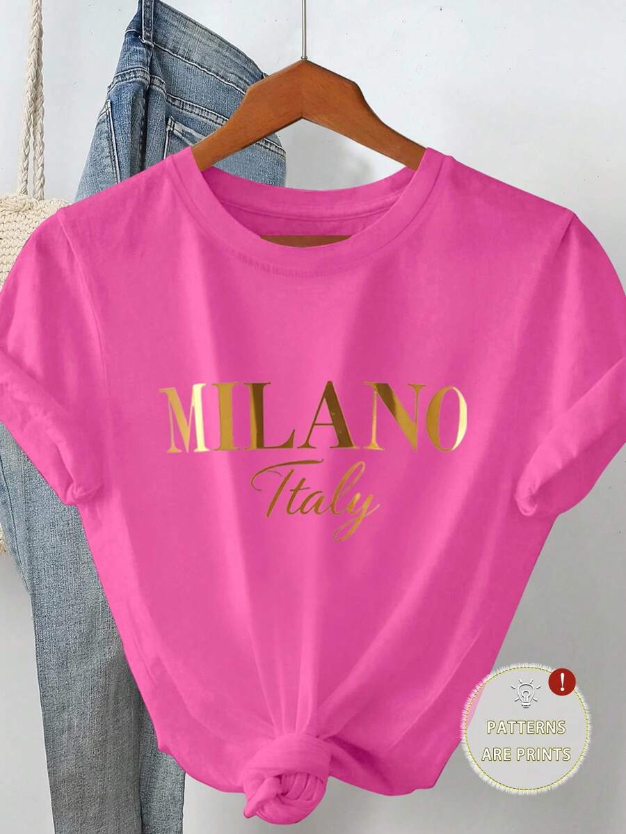 Ženska majica plus size ležerna  elegantan luksuzan dizajn sa sjajnim zlatnim printom