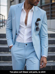 Muški svetloplavi letnji ležerni set 2-delni set, slim fit sako i pantalone