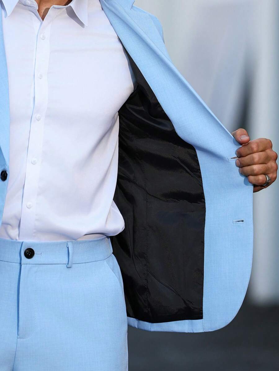 Muški svetloplavi letnji ležerni set 2-delni set, slim fit sako i pantalone