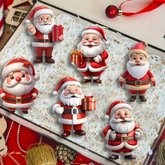 Set od 12/24 komada ravnih drvenih 2D ukrasa sa Deda Mrazom