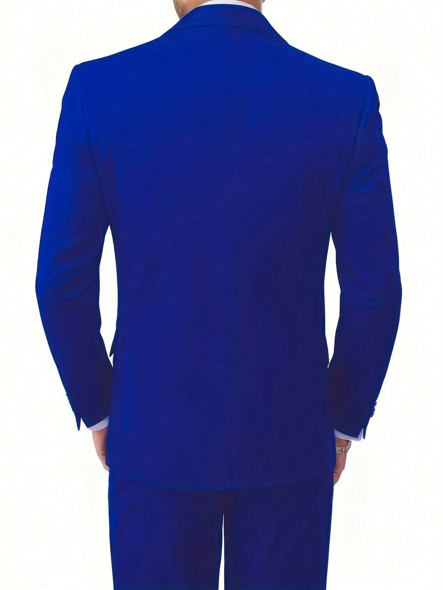 Muški set od 3 dela u jednoj boji, slim fit, rastegljiv, uključuje sako, prsluk i pantalone